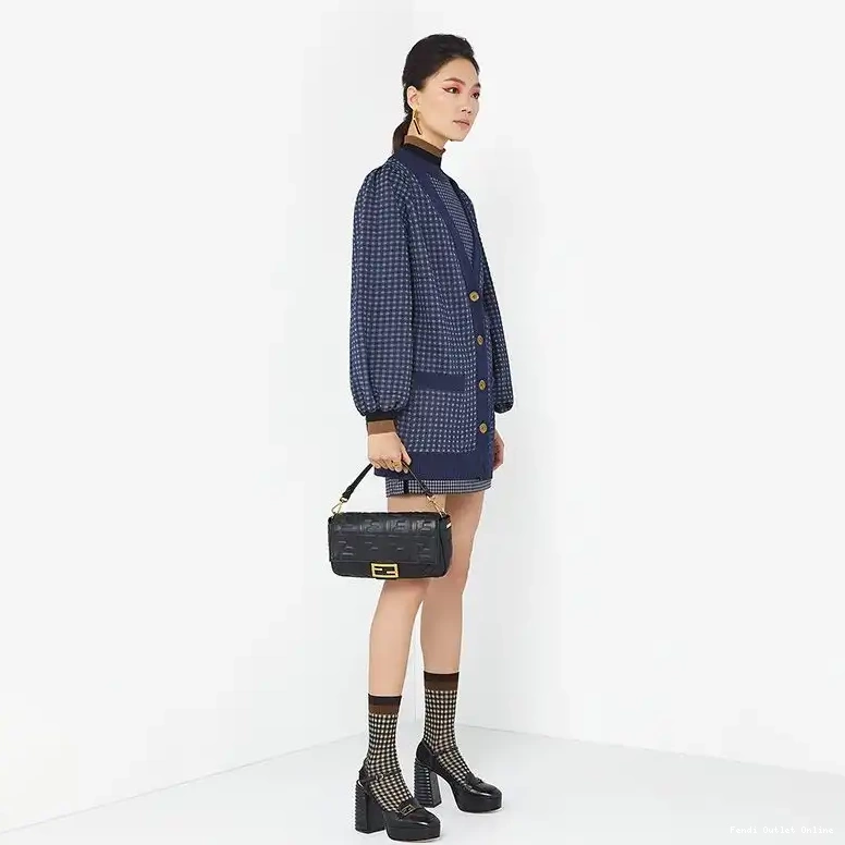 Affordable Fendi Nappa In Black Bag FF Medium Baguette Leather Motif 0520